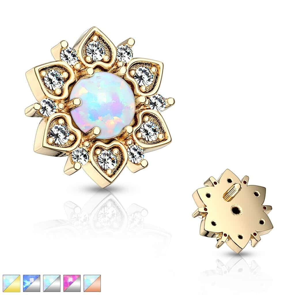 Dermal top met bloem en opaal steen