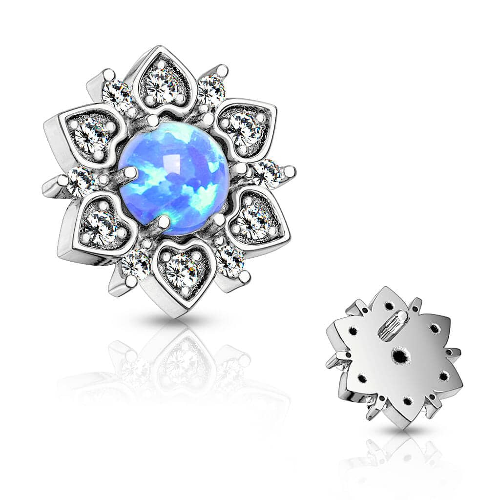 Dermal top met bloem en opaal steen - Afbeelding 3