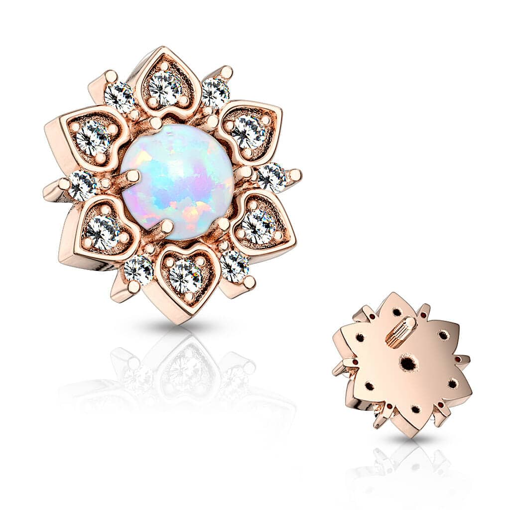 Dermal top met bloem en opaal steen - Afbeelding 6