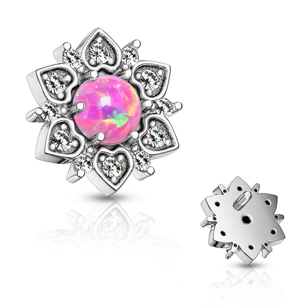 Dermal top met bloem en opaal steen - Afbeelding 5