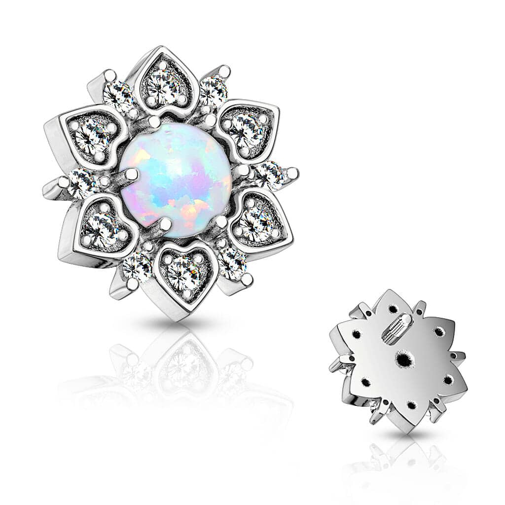 Dermal top met bloem en opaal steen - Afbeelding 4