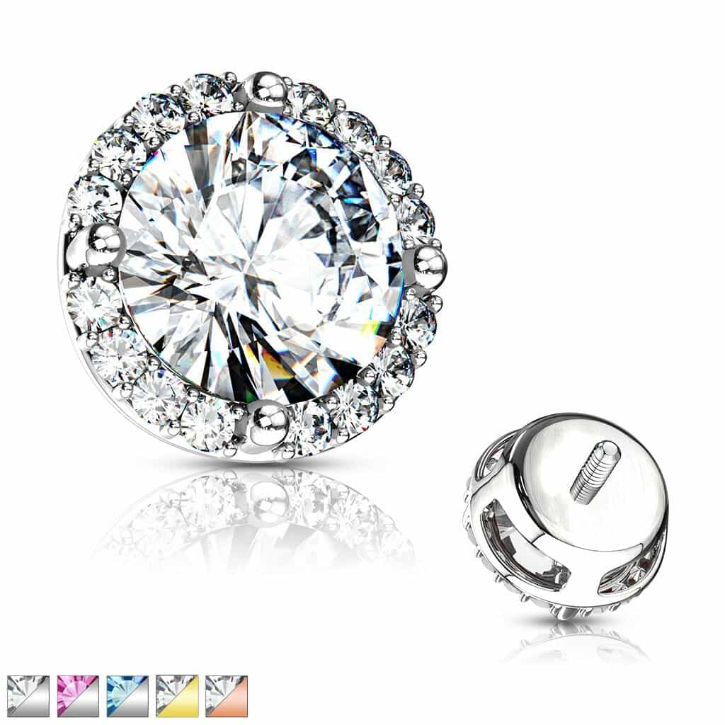 Dermal top met prong-set met kristallen