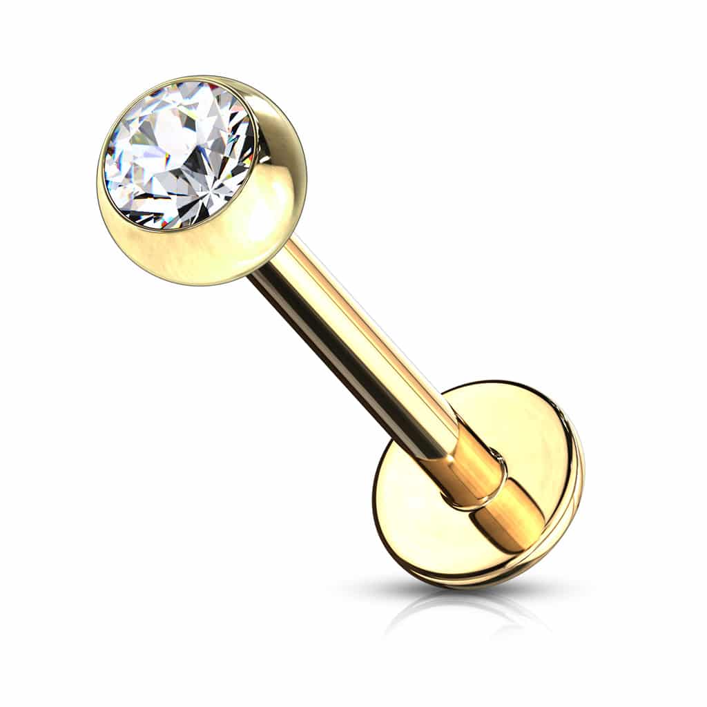 Labret goudkleurig verguld met kristal - Afbeelding 18