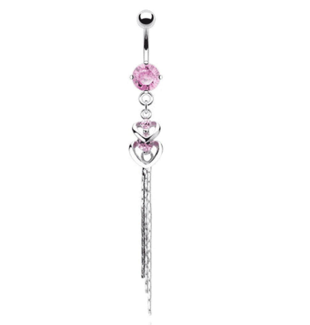 Navelpiercing met dubbel hart en hanger - Afbeelding 3