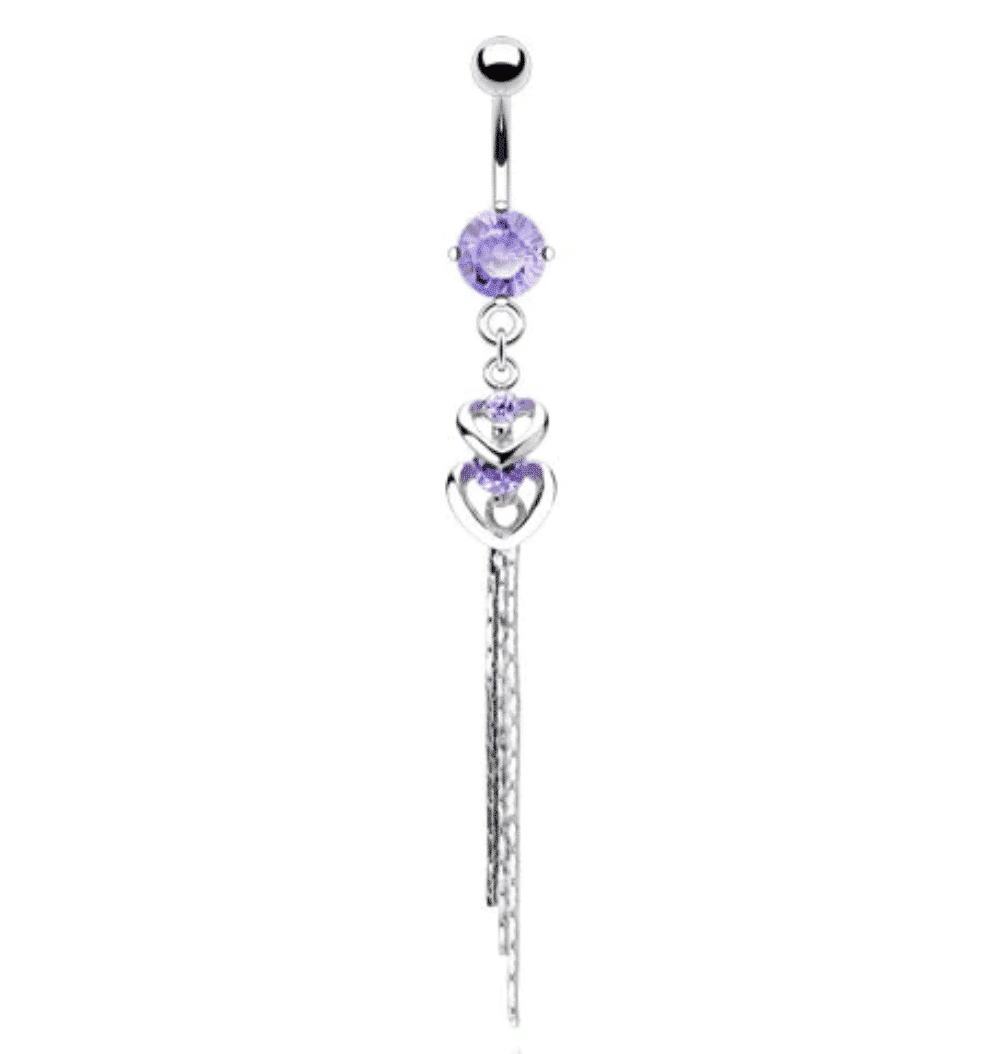 Navelpiercing met dubbel hart en hanger - Afbeelding 4