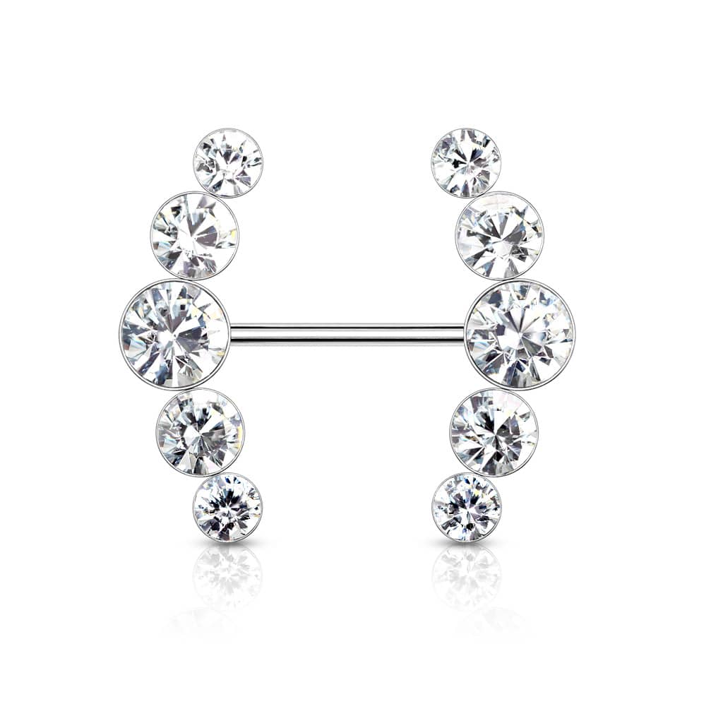 Tepelpiercing met ronde kristallen - Afbeelding 6