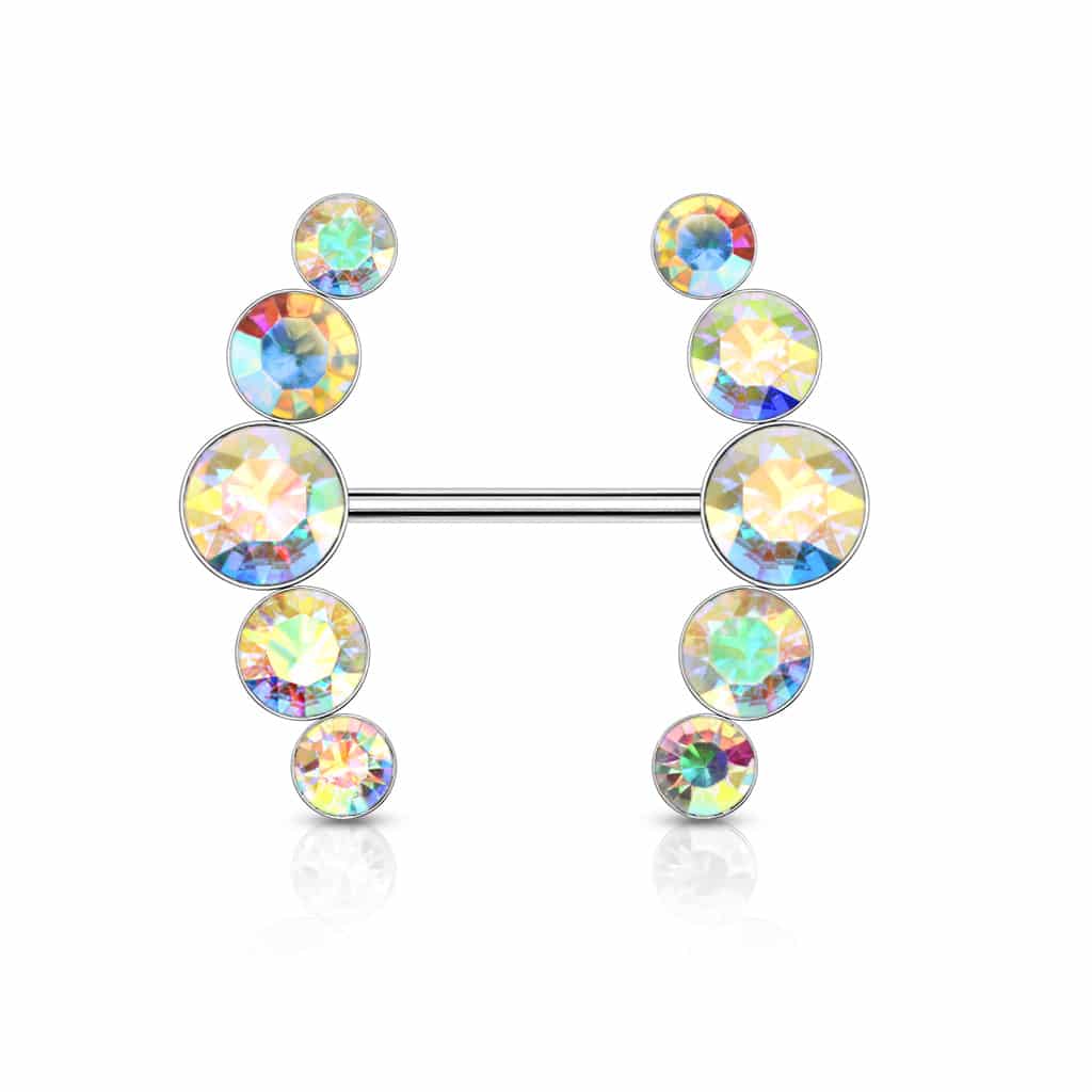 Tepelpiercing met ronde kristallen - Afbeelding 5