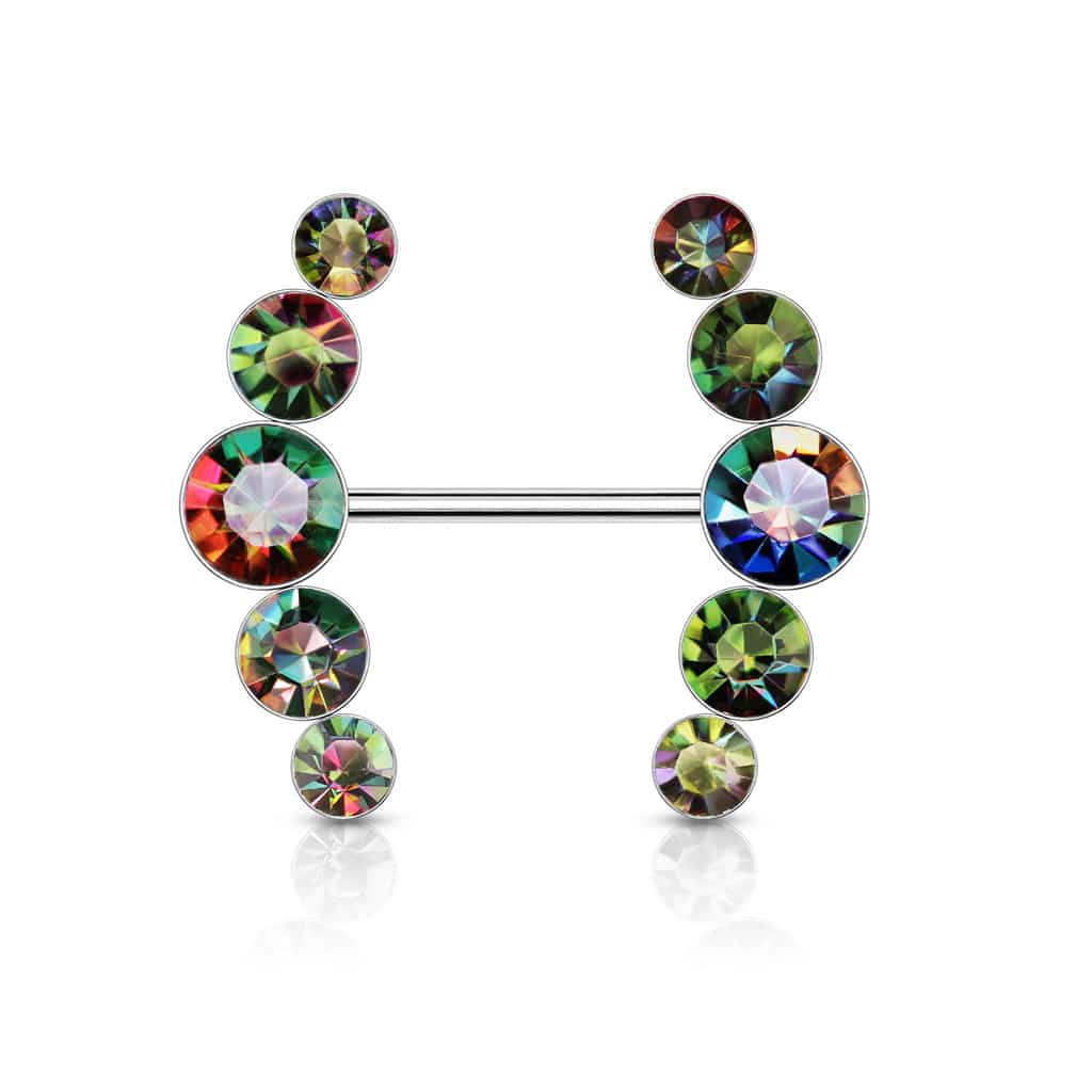 Tepelpiercing met ronde kristallen - Afbeelding 9